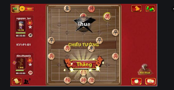 Màn hình chơi cờ tướng online tại cothu.vn